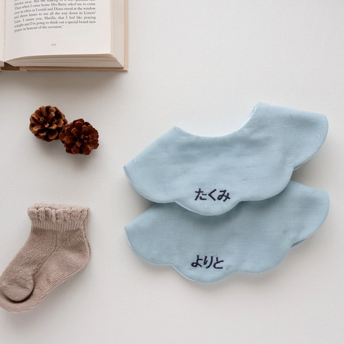 スター スタイ 刺繍 名入れ リース 型 2色 スタイ・よだれかけ baby's