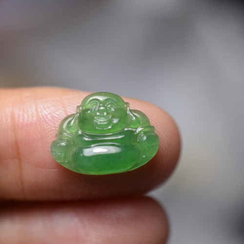 HSYR72 美品 ミャンマー産 天然 A貨 氷種 辣陽緑 本翡翠 みろくぼさつ