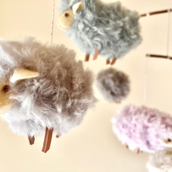 Mofumofu Yarn Sheep Mobile Smoky Pastel 第5張的照片