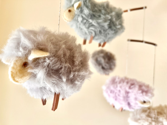 Mofumofu Yarn Sheep Mobile Smoky Pastel 第5張的照片