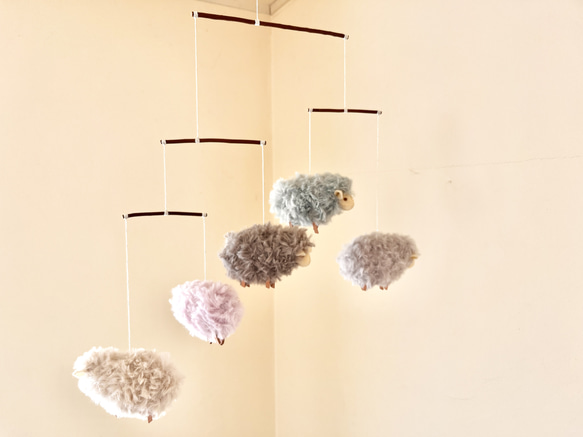 Mofumofu Yarn Sheep Mobile Smoky Pastel 第1張的照片