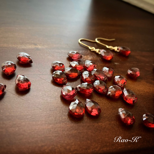 ✨14kgfガーネットのピアス/イヤリング ピアス（フック・チェーン