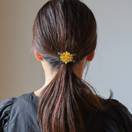 素晴らしい品質 金木犀ポニーフック ヘアフック ヘアカフ 秋 10月 誕生日花 ヘアアクセサリー