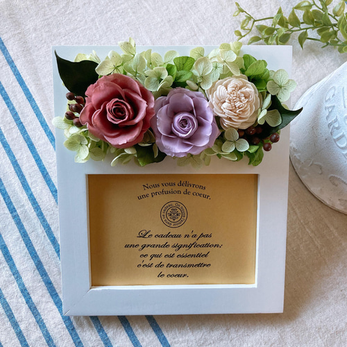 プリザーブドフラワーフレームアレンジ＊パープル系 紫 パープル系