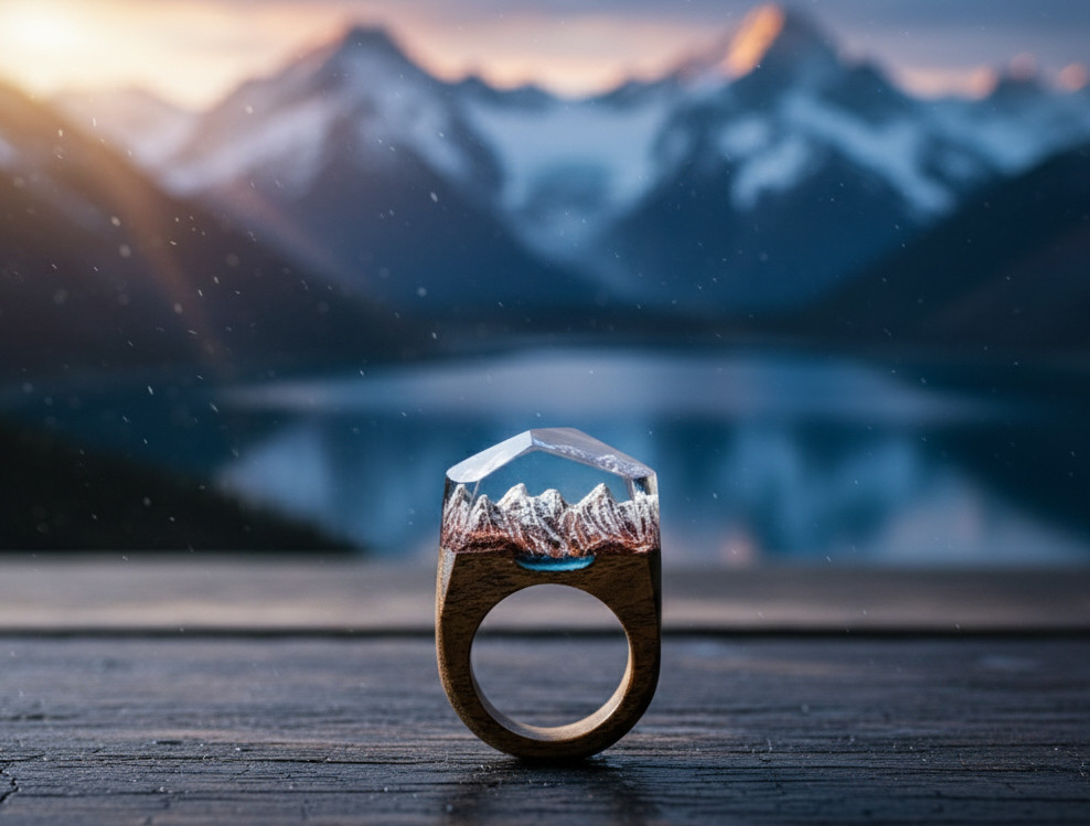 【受注生産】Alps Lake/ウォールナット　～ウッドレジンリング～