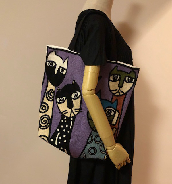 再々々々販　大きなトート　刺繍月夜の猫　受注製作 4,441円