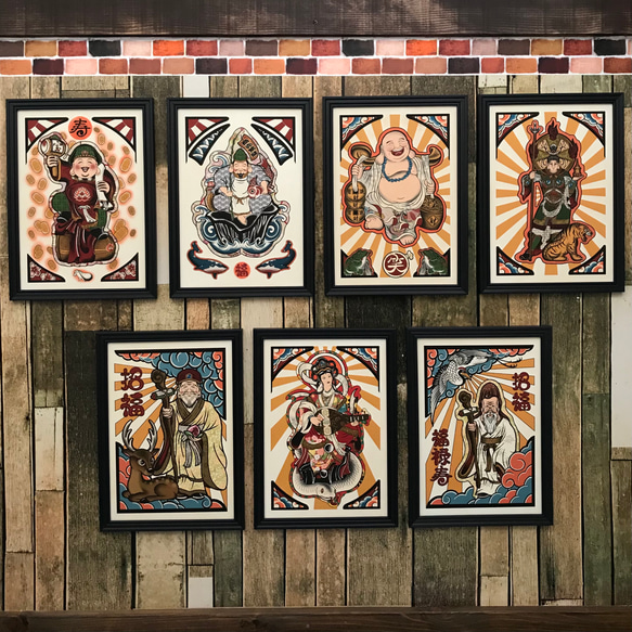 【真作】掛軸　福を招く七福神図　笑顔あふれる吉祥画　福徳円満の縁起物　R72 真作】掛軸 福を招く七福神図 笑顔あふれる吉祥画 福徳円満の