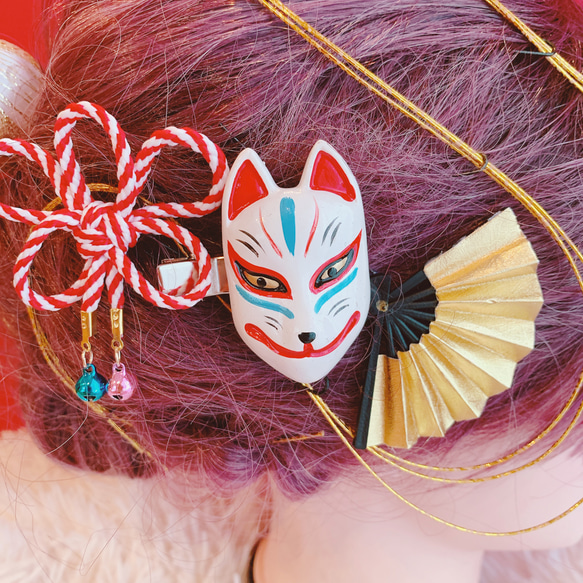 九重髪飾り２点 ポンポネットおびあげ 髪飾り 成人式 花髪飾り Uピン 11点セット フラワーポット「金