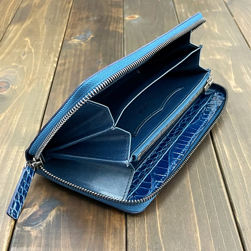 クロコダイル × ルガトショルダー 長財布 ピーコックブルー 財布 長  