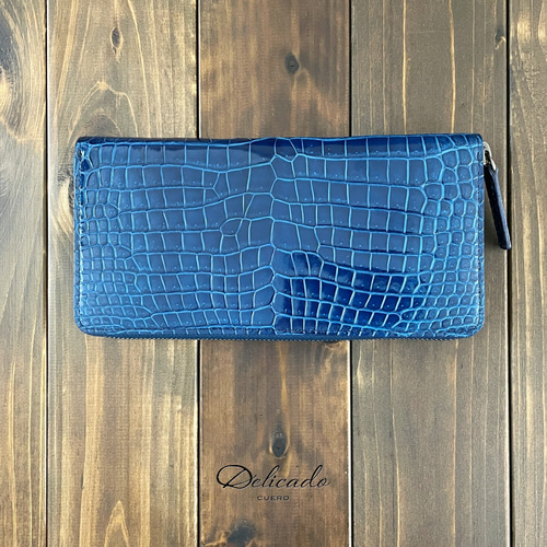 クロコダイル × ルガトショルダー 長財布 ピーコックブルー 財布