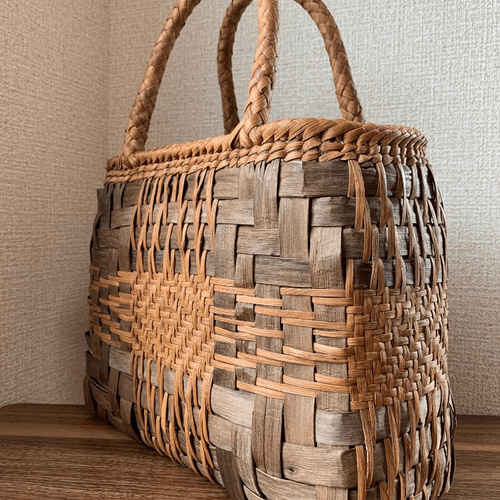 山葡萄籠バッグ、クルミ籠バッグ 固定式持ち手 内布あり オリジナル  