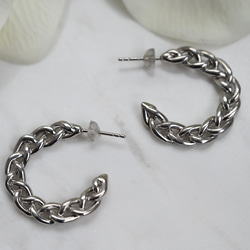 knittingsilver pierce✴︎silver925編み込みフープピアス 1枚目の画像