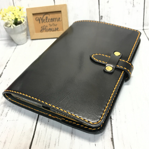 iPad mini A17/7/6用 栃木レザー ブラックサドル 本革ケース ヌメ革
