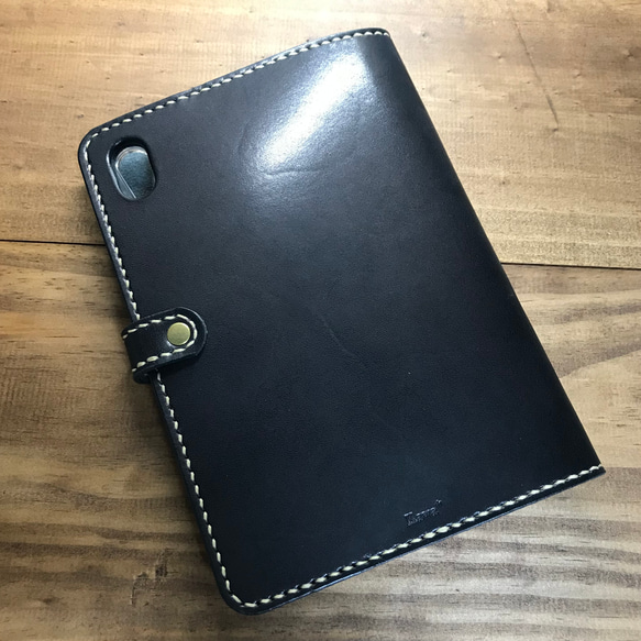 iPad mini 6/5/4用 栃木レザー ブラックサドル 本革ケース ヌメ革 タブレットケース mini iPad タブレットケース