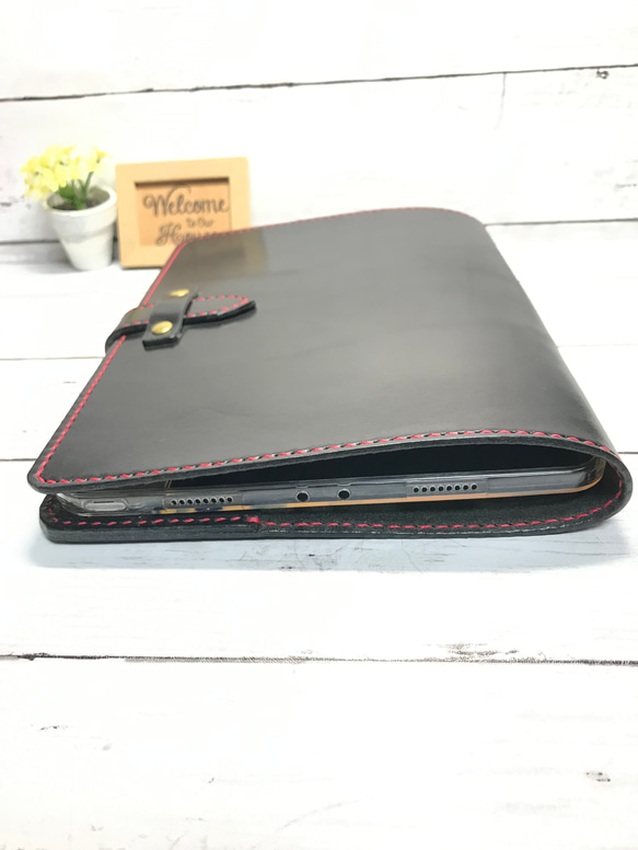 iPad mini 6/5/4用 栃木レザー ブラックサドル 本革ケース ヌメ革 タブレットケース mini iPad タブレットケース