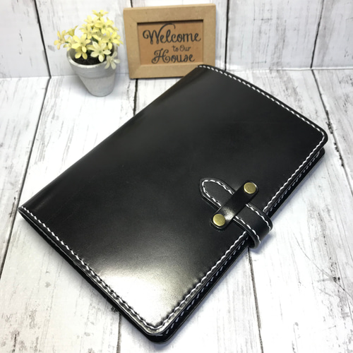 iPad mini A17/7/6用 栃木レザー ブラックサドル 本革ケース ヌメ革