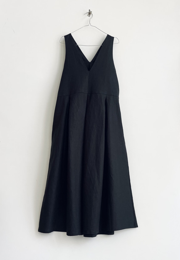 サロペットスカート/ジャンパースカート Cotton Linen Black 10枚目の画像