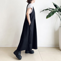 サロペットスカート/ジャンパースカート Cotton Linen Black 7枚目の画像