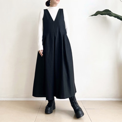 サロペットスカート/ジャンパースカート Cotton Linen Black 8枚目の画像