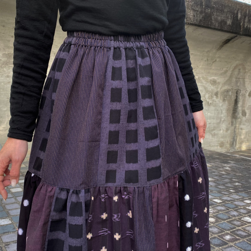 久留米絣ティアードスカート】当店オリジナル綿100％レディース