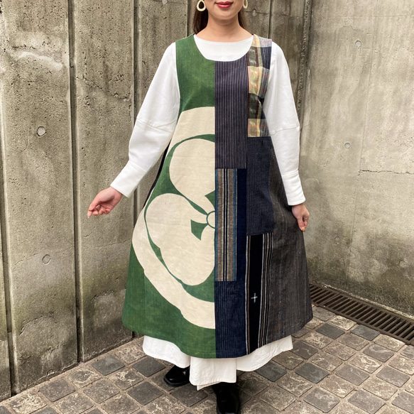 古布アレンジジャンパースカート】高木ふくえ作ワンピースロング一点物 