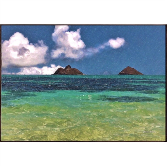 【送料無料】南国の風景☆HAWAII  No.601  フレーム付   A4サイズ 2枚目の画像