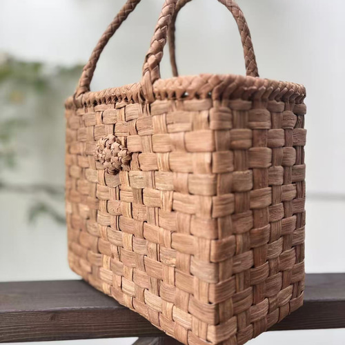 国産山葡萄 山葡萄かごバッグ 山葡萄籠バッグ 太ひご 市松編み、花編み