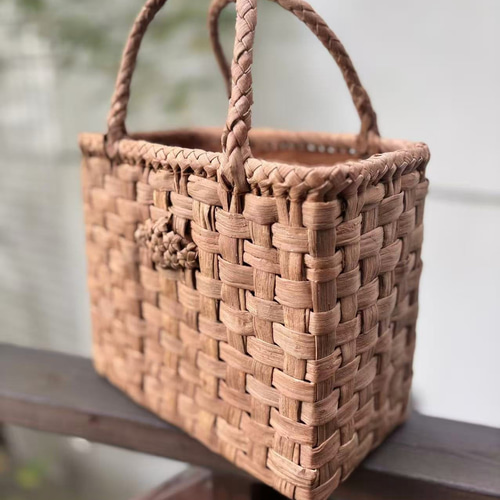 国産山葡萄 山葡萄かごバッグ 山葡萄籠バッグ 太ひご 市松編み、花編み