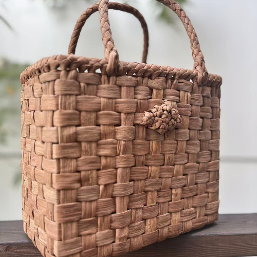 国産山葡萄 山葡萄かごバッグ 山葡萄籠バッグ 太ひご 市松編み、花編み