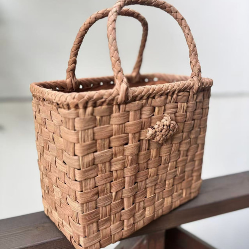 国産山葡萄 山葡萄かごバッグ 山葡萄籠バッグ 太ひご 市松編み、花編み