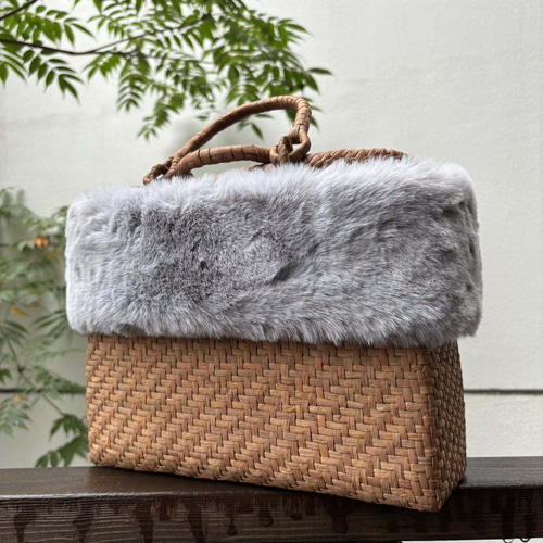 秋冬】国産山葡萄 手作り かごバッグ 網代編み 極細ひご 内布あり  