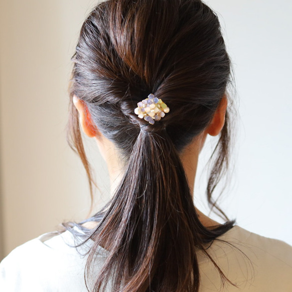 繡球花小馬鉤發鉤髮箍 非常適合雨季的禮物：繡球花 繡球花 第4張的照片
