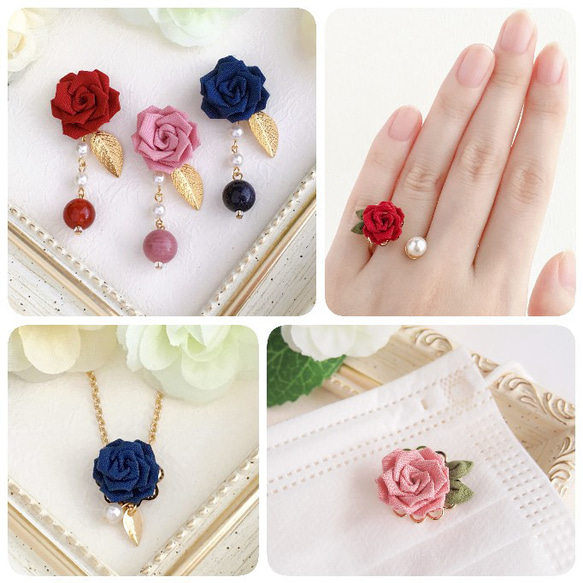 [面具用] Classic rose mini brooch (Tsumami work * made-to-order) 第10張的照片