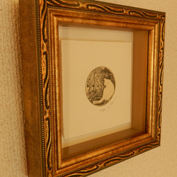 【猫と梅】　蔵書票　銅版画額装 1枚目の画像