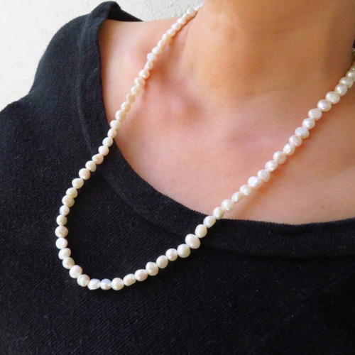 silver925 バロック淡水パールロングネックレス70cm 淡水パール 