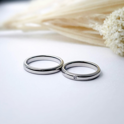 幸せの一粒ペアリング 』指輪 誕生石 マリッジリング 刻印 結婚