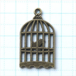 古董吊飾 10 件★鳥籠鳥籠鳥籠★Kinkobi 孔零件金屬吊飾 (cs24) 第2張的照片
