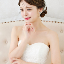 ウェディングイヤリング　ピアス　ブライダルイヤリング　ビジュー　花　クリスタル　小枝　結婚式　披露宴　前撮り　LE01 4枚目の画像