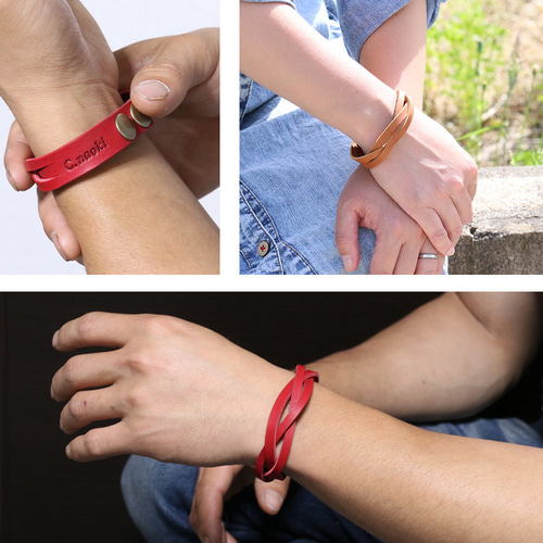 3サイズ15色からオーダーメイド【名入れ無料】 レザーブレスレット