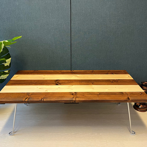 送料無料】 ローテーブル 長方形 90cm 45cm SPF ストライプ 薄型  