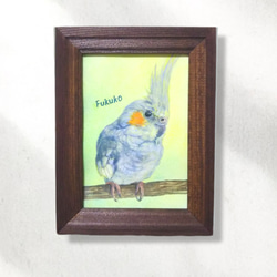 インコの水彩肖像画【手描き原画】（簡易額付/オーダー） 絵画