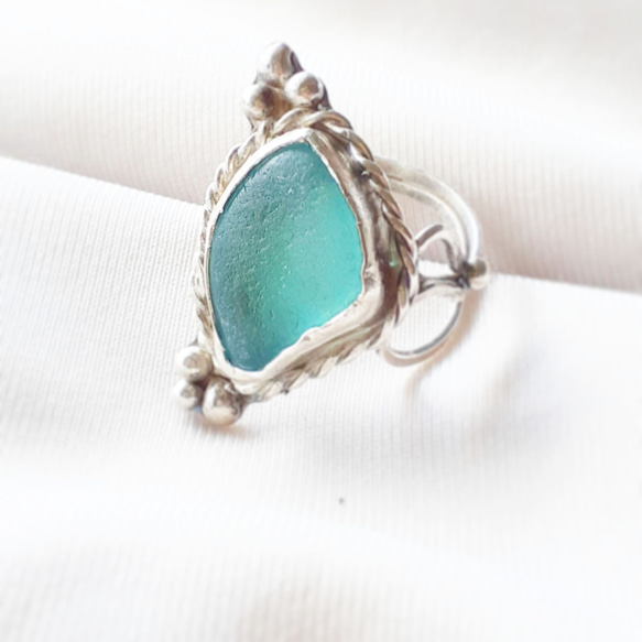 【11号】silver925 seaglass ring 1枚目の画像