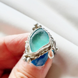 【11号】silver925 seaglass ring 2枚目の画像