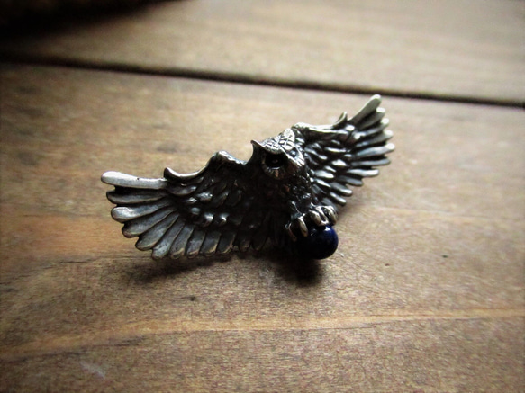 【接單生產】銀滴Furufuru-貓頭鷹胸針-/SV925 第1張的照片