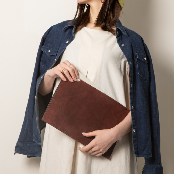 オールレザー A4サイズ ファイル 本革 文房具 ステーショナリー HAK032 4枚目の画像