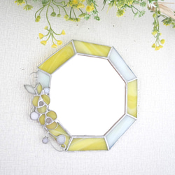 ステンドグラス8角ミラーオリーブ飾り(455) ステンドグラス8角ミラーオリーブ飾り(455)