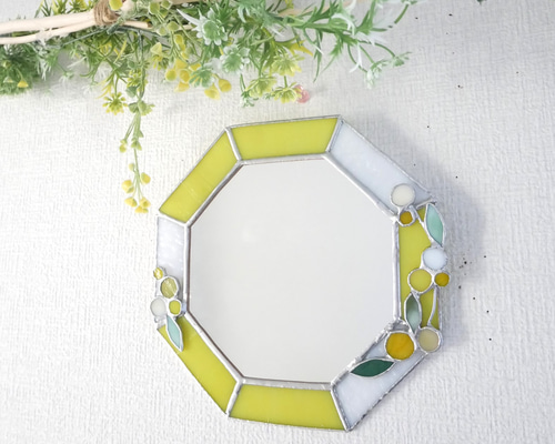 ミモザの八角形の鏡 (20size/max21） ステンドグラス ドレッサー