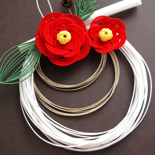 水引 赤い椿のお正月飾り しめ縄・しめ飾り 菜の花工房 通販 7885086