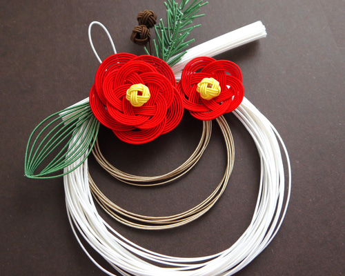 水引 赤い椿のお正月飾り しめ縄・しめ飾り 菜の花工房 通販 7885086