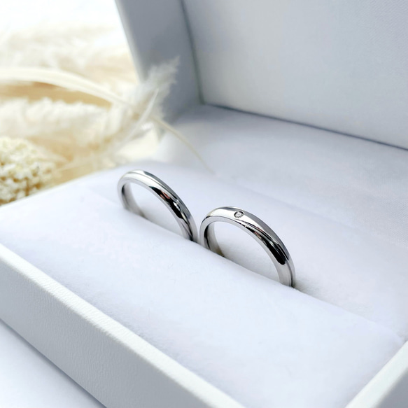 『ウェーブラインが美しいマリッジ』ペアリング  婚約指輪 名入れ 刻印  結婚指輪 マリッジリング ステンレス 記念日 1枚目の画像